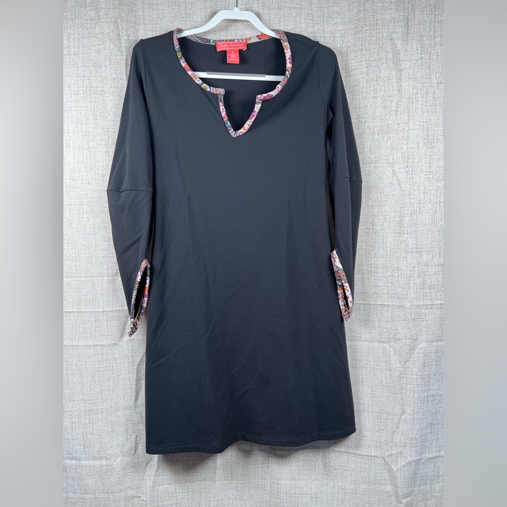 Csilla Somogyi New York‎ Dress Black V Neck Point Sleeves Midi Women's medium